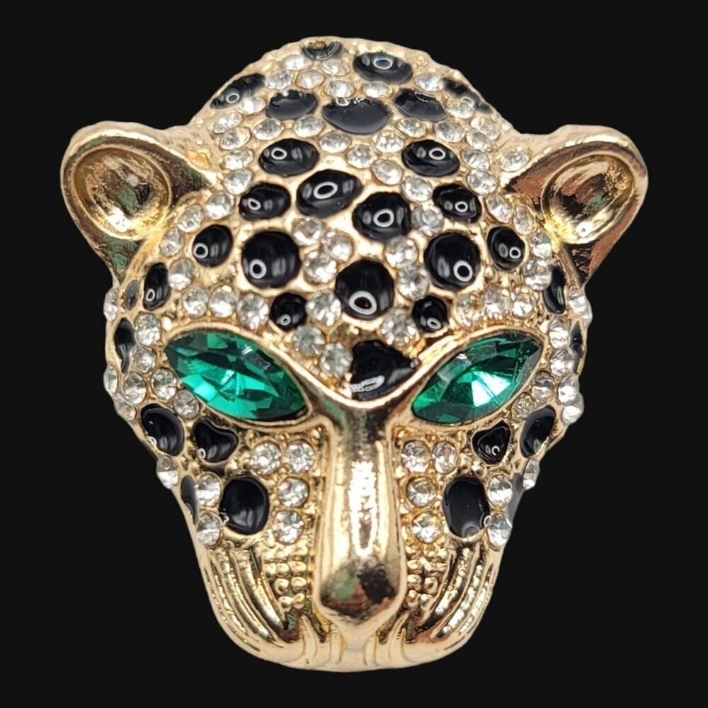 Sparkling‎ Full Rhinestone Leopard Head Brooch Pins Pendent Elegant Men Women